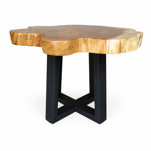 Organic Suar Wood High Quality Eco-Friendly Minimalist <b>Adjustable</b> <b>Height</b> Coffee <b>Table</b> Slice <b>Table</b> X Metal Frame Interior Decor - Product Image 6
