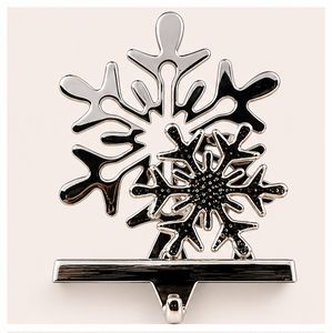 Premium Silver Double Snowflake Christmas <b>Stocking</b> <b>Holder</b> Weighted Metal Mantel Hanger For Holiday Fireplace Decor Heavy Duty - Product Image 5