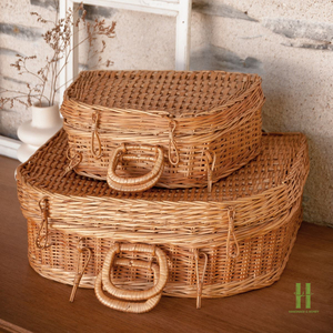 Must-Having Handmade Rattan <b>Storage</b> Trunk Suitcase Natural <b>Wicker</b> Box Vintage Style Travel Case Eco-Friendly Vietnam Supplier - Product Image 1