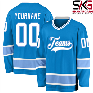Maillot de hockey sur glace personnalisé, 100% polyester, nom de l'équipe, numéro, col en V, manches longues, uniforme sportif - Product Image 4