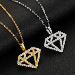 Colgante de Moissanita con Forma Geométrica Brillante, Cadena Plateada y Dorada, Diseño Calado, Estilo Hiphop Unisex, Joyería Certificada GRA - Product Image 3