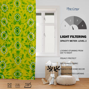 Rideau en coton teint à la main avec imprimé Tie-Dye, décoration de fenêtre pour appartement, villa, chambre d'hôtes, vente en gros Inde - Product Image 6