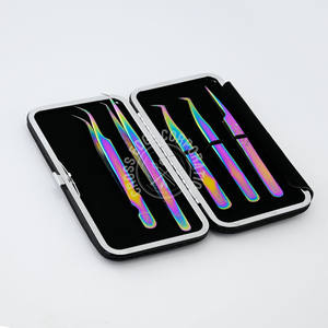 Nouvelle pince à épiler à pointe en fibre pince à cils droite et courbe en acier inoxydable 45 pince à épiler à volume de 90 degrés - Product Image 1