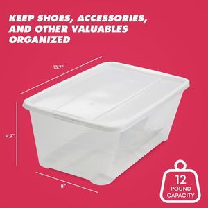 Set di 10 Scatole di Plastica Trasparente Impilabili da 6 Litri, Contenitori Organizzatori per Scarpe con Coperchi per Uso in Camera da Letto - Product Image 3
