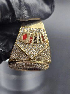 Anillo de Hip Hop con Incrustaciones de Diamantes de Imitación, Ruleta, Plata 925, Chapado en Oro Amarillo de 14K, Anillo con Rueda de Casino y Piedras de Moissanita, Joyería de la Suerte para Juegos de Azar - Product Image 3