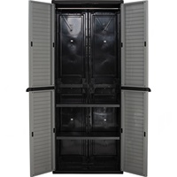 Armario Moderno de Plástico para Dormitorio, Ahorra Espacio, con Puertas Corredizas, Marco Negro, Muebles para el Hogar en Gris