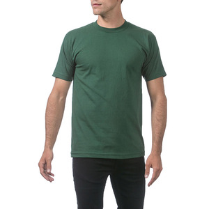 เสื้อยืดคอกลมแขนสั้นสีเขียวล้วนสำหรับผู้ชาย ผ้าฝ้ายเจอร์ซีย์แบบเรียบ ทอแบบย้อมสี - Product Image 1