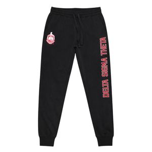 Delta Sigma Theta Black Sequins Patch Sweatpants for Women Comfortable Fit Premium Fabric Greek Sorority Apparel Casual Wear - Product Image 4