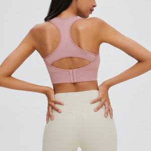 Hot Sell Breathable Medium Support Nylon/Cotton Plus Size Cross <b>Back</b> Push-Up Workout Sports Bra for <b>Women</b> Gym Yoga Fitness - Product Image 3