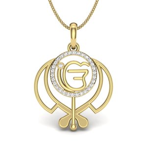 Colgante de Diamantes en Oro Amarillo con Piedras Redondas de Corte Brillante, Joyería Unisex de Estilo Lujoso - Product Image 1