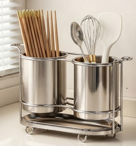 Silverware <b>Utensil</b> <b>Organizer</b> for Kitchen Tabletop Chopstick Fork Spoon Storage Modern Metal Cutlery Holder - Product Image 4