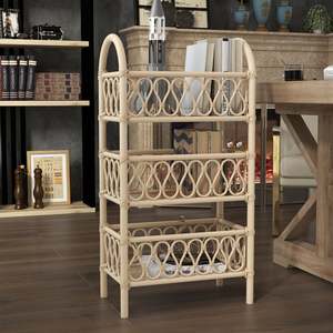 Rattan Wicker Storage Shelf with Bamboo Frame Rectangular Eco-Friendly Organizer for Living Room Toy Storage - Product Image 3