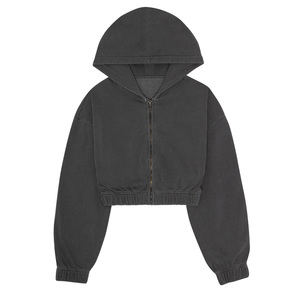 Sudadera Corta con Capucha para Mujer, Personalizable con Logotipo, Cierre Completo, Ecológica, de Algodón Suave para Invierno, a la Moda - Product Image 1