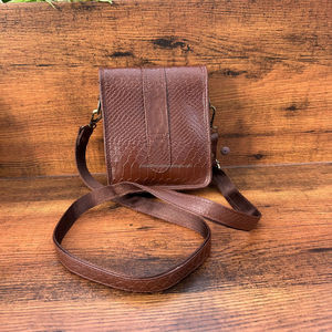 New Tan Alligator Pattern Cross Body Leather Bag Hand Stitched <b>Mini</b> Messenger Sling Bag for Women <b>Vintage</b> Classy Aesthetic Bags - Product Image 4