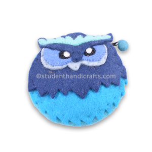Porte-monnaie en feutre hibou bleu - Product Image 3