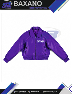 Women's NCNW for <b>Purple</b> PU Leather Custom Sorority <b>Varsity</b> <b>Jacket</b> Breathable Windproof Winter Outerwear Leather <b>Jacket</b> - Product Image 4