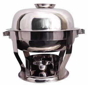 Stainless Steel Round Chafer <b>Food</b> Warmer with Lid and Fuel Base for Restaurant Use At Best Price - Product Image 3