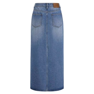 Oem/ODM tùy chỉnh thiết kế dài cộng với kích thước giản dị rửa denim váy cho phụ nữ thấp moq với logo trên eo - Product Image 2