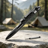 Stylo de survie EDC en aluminium aéronautique avec pointe brise-vitre en acier tungstène, outil d'écriture portable à bille