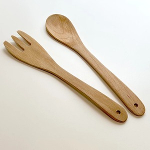 Premium Wooden <b>Salad</b> Server Spoon & Fork Set Elegant Cutlery Flatware Kitchenware Handmade Eco Friendly Wooden <b>Salad</b> Server - Product Image 1
