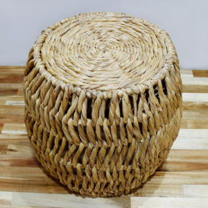 Water Hyacinth Wicker Round <b>Stool</b> Set Natural Rustic Outdoor <b>Garden</b> Furniture Durable Handmade - Product Image 6