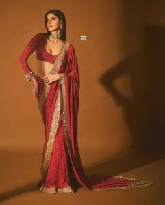 Sari en Georgette ethnique indien Bollywood, style riche et tendance, le plus vendu, pour femme, idéal pour les fêtes, dernière collection exclusive, export. - Product Image 3