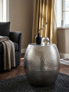 Mesa de Centro Redonda Moderna Home Poetry con Acabado Martillado, 42 cm de Diámetro, Muebles de Sala de Estar, Diseño Contemporáneo - Product Image 4
