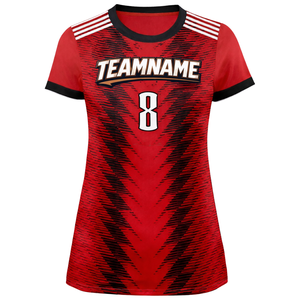 Camiseta de Fútbol Roja Personalizada para Mujer, Manga Corta, Transpirable, de Secado Rápido, Uniforme de Equipo Femenino con Impresión de Número - Product Image 2