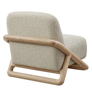 Silla Moderna Ovalada Tapizada sin Brazos, Patas de Madera, Asiento de Tela Relleno de Espuma, Respaldo Firme, Diseño de Mediados de Siglo, para Sala de Estar/Apartamento - Product Image 2