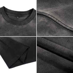 <b>Men's</b> Oversized <b>Tie</b>-Dye <b>Black</b> Cotton Short Sleeve O-Neck T-Shirt Casual Knitted Jersey Fabric - Product Image 6