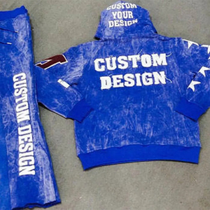 ชุดเสื้อผ้าสเวตเตอร์แบบสวมหัวและกางเกงขายาวผ้าฝ้ายฟลีซปักลายแบบดิสเทรสประดับด้วยคริสตัล  สำหรับฤดูหนาว  แบบยูนิเซ็กซ์  เป็นมิตรต่อสิ่งแวดล้อม - Product Image 4