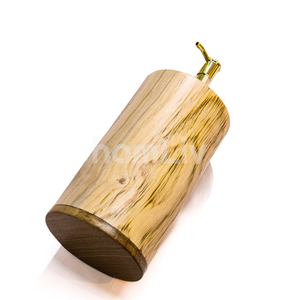 Solid Wood Sustainable Handmade Natural Teak Wood Decorative Round Liquid <b>Soap</b> Dispenser Lotion Pump Bottle Hotel Amenity - Product Image 3