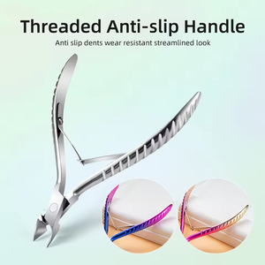 Juego de cortaúñas y cortacutículas con mango trenzado de colores modernos, profesionales, afilados, de acero inoxidable, para cortar la piel muerta. - Product Image 5