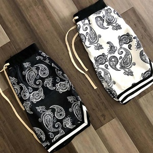 Best-Selling Vintage Warrior Men's Paisley Print Boxing <b>Shorts</b> Black <b>White</b> Loose Fit Drawstring Muay Thai <b>Shorts</b> - Product Image 5