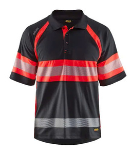 Polo unisexe haute visibilité fluorescent antistatique à séchage rapide en polyester sans coutures, vêtement de travail haute visibilité - Product Image 3