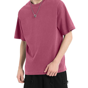 Camiseta de Verano para Hombre, de Alta Calidad, Estilo Vintage, Manga Corta, Talla Grande, 300 g/m², Algodón Grueso, Lavado Ácido - Product Image 4