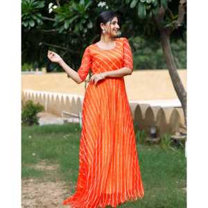 Robe Lehariya Orange Perle Respirante et Simple, Coupe Ample Tendance, Taille Naturelle, Taille XS pour les Occasions Quotidiennes - Product Image 2