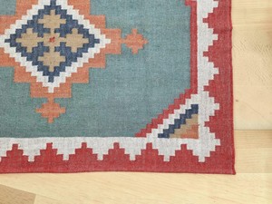Alfombra Kilim Hecha a Mano con Patrón Geométrico, Tejido Plano de Lana y Acrílico, Rectangular, para Sala de Estar, con Base Antideslizante de Goma - Product Image 5
