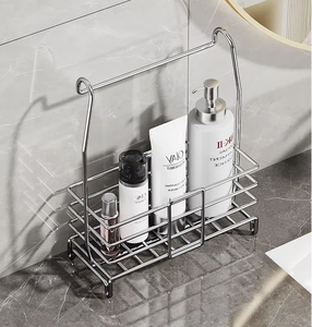 Double Tier Stainless Steel Bathroom Storage <b>Rack</b> Chrome Plated Rectangular Standing Organizer for toiletries - Product Image 1