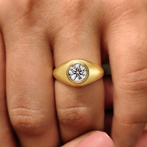 Custom Bezel Set Round Lab Grown Diamond IGI Certified Engagement <b>Ring</b> 925 Sterling Sliver Solitaire Statement <b>Ring</b> for Unisex - Product Image 2