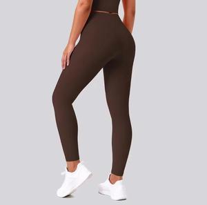 High Waist Seamless <b>Knitted</b> <b>Leggings</b> Full Length Solid Sporty Four-Way Stretch Women's Spandex Nylon Material Letter Logo - Product Image 4