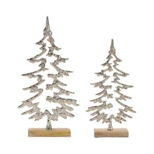 Escultura de árbol de Navidad de aluminio con base de madera, decoración de mesa, objetos decorativos de árbol de Navidad con detalles metálicos para el hogar. - Product Image 1