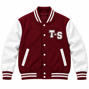 <b>Track</b> Stuff Custom <b>Mens</b> Varsity Letterman <b>Jacket</b> Wool Cotton Stand Collar Custom Embroidered Logo Front Streetwear Winter - Product Image 2