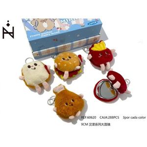 Porte-clés en peluche Miko 9 cm, série Hamburg, grand miroir rond avec un design mignon sur le thème de la nourriture, pour filles et enfants - Product Image 1