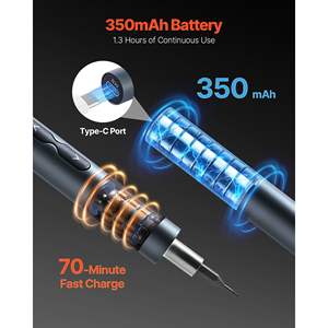 Jeu de tournevis électrique de précision à 48 embouts magnétiques, lumière LED, charge de type C, mini boîte de rangement magnétique, embouts en acier S2 pour téléphone - Product Image 3