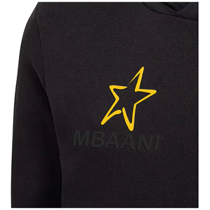 Sweat-shirt à capuche noir pour homme Mbaani, coupe classique, en molleton de coton, avec poche avant, logo étoile, vêtement décontracté pour l'automne - Product Image 5