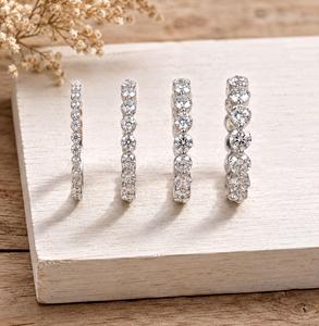 Lab Grown Diamond 1 Carat Round Cut Solid Gold 10K 14K 18K <b>Thin</b> Stackable Pave Setting Wedding Anniversary Band for Women - Product Image 2