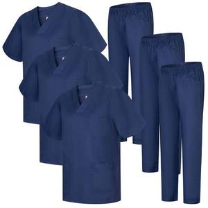 Ensemble de tenues médicales deux pièces pour femmes, haut de blouse à col en V uni, manches courtes, taille XL - Product Image 5