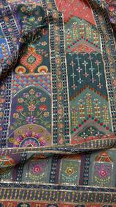 Exclusive Crepe Position Sequence Embroidery Fabric - Fancy Designer <b>Sequins</b> Work <b>Material</b> for Suits, Sarees & Ethnic Garments - Product Image 3