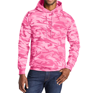 Sudadera con Capucha de Camuflaje Rosa para Hombre, Corte Holgado, Manga Larga, Informal, con Bolsillo, Tejido Transpirable de Forro Polar, 100% Algodón - Product Image 1